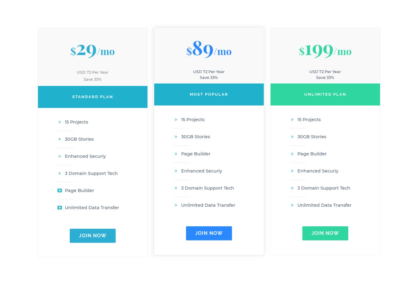 Pricing Table 6